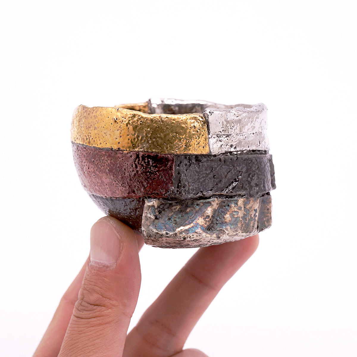 富田啓之 金彩片身替輪切三段ぐい呑 TMTGN173P – 白白庵（PAKUPAKUAN）