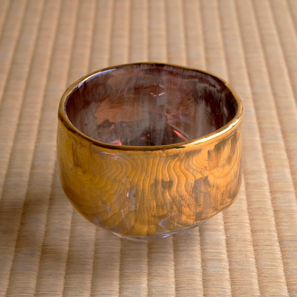 工芸ガラス　奥島圭二作　豹柄白金彩　硝子茶碗　共布共箱　V　A314 奥島圭二 玻璃金彩盌 OKKTB024P – 白白庵（PAKUPAKUAN）