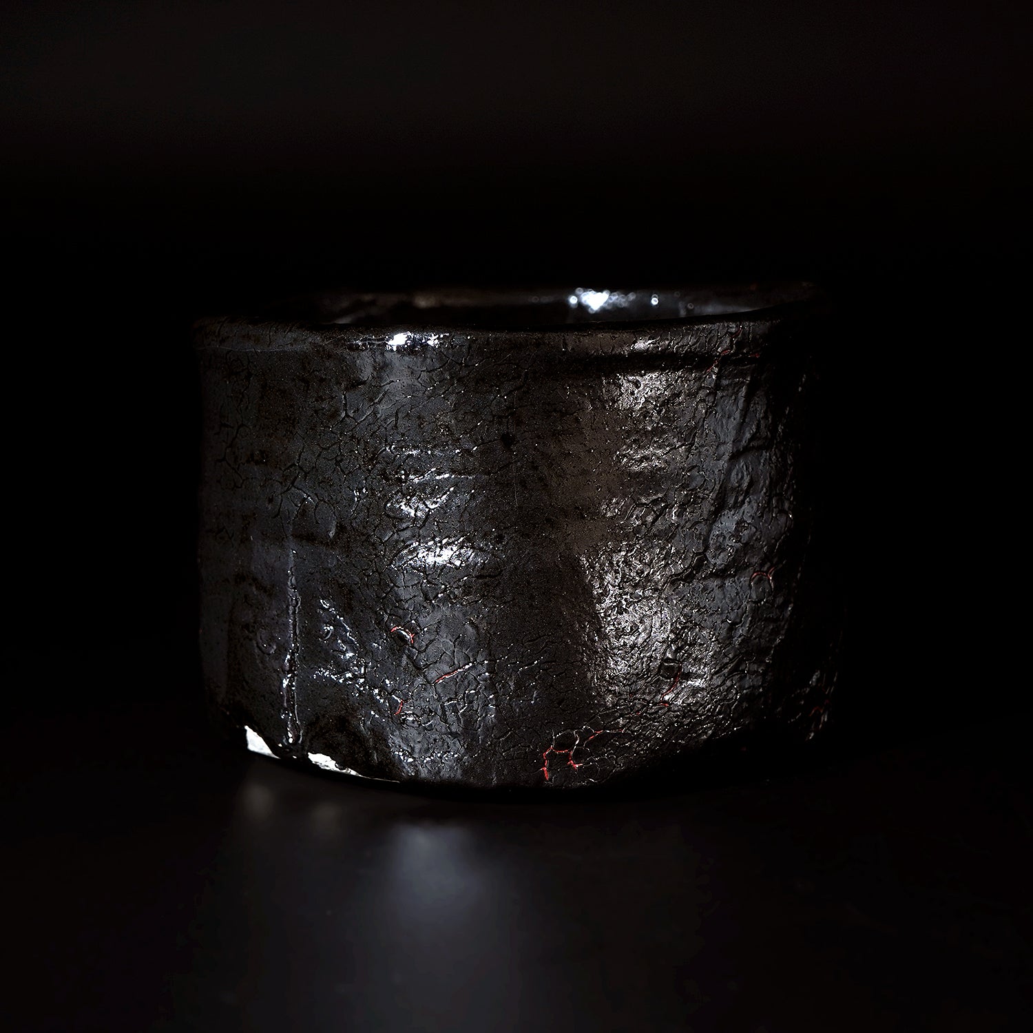 寺田鉄平　瀬戸黒赭彩茶盌　TRDTB133