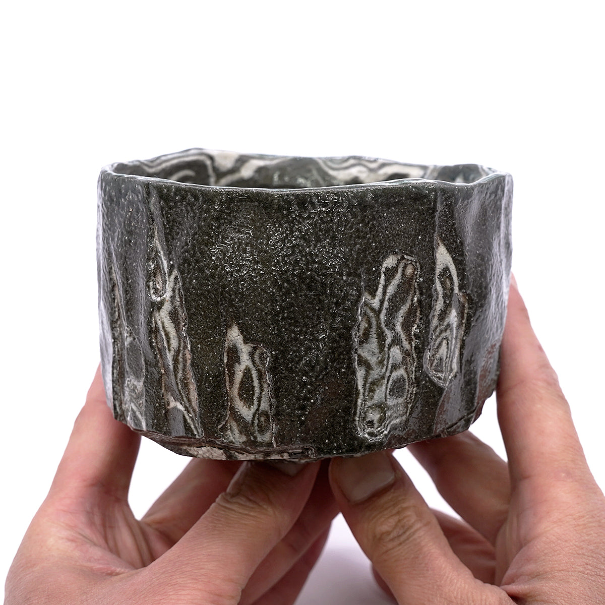 穂高隆児　墨流塩釉茶盌　HDKTB102