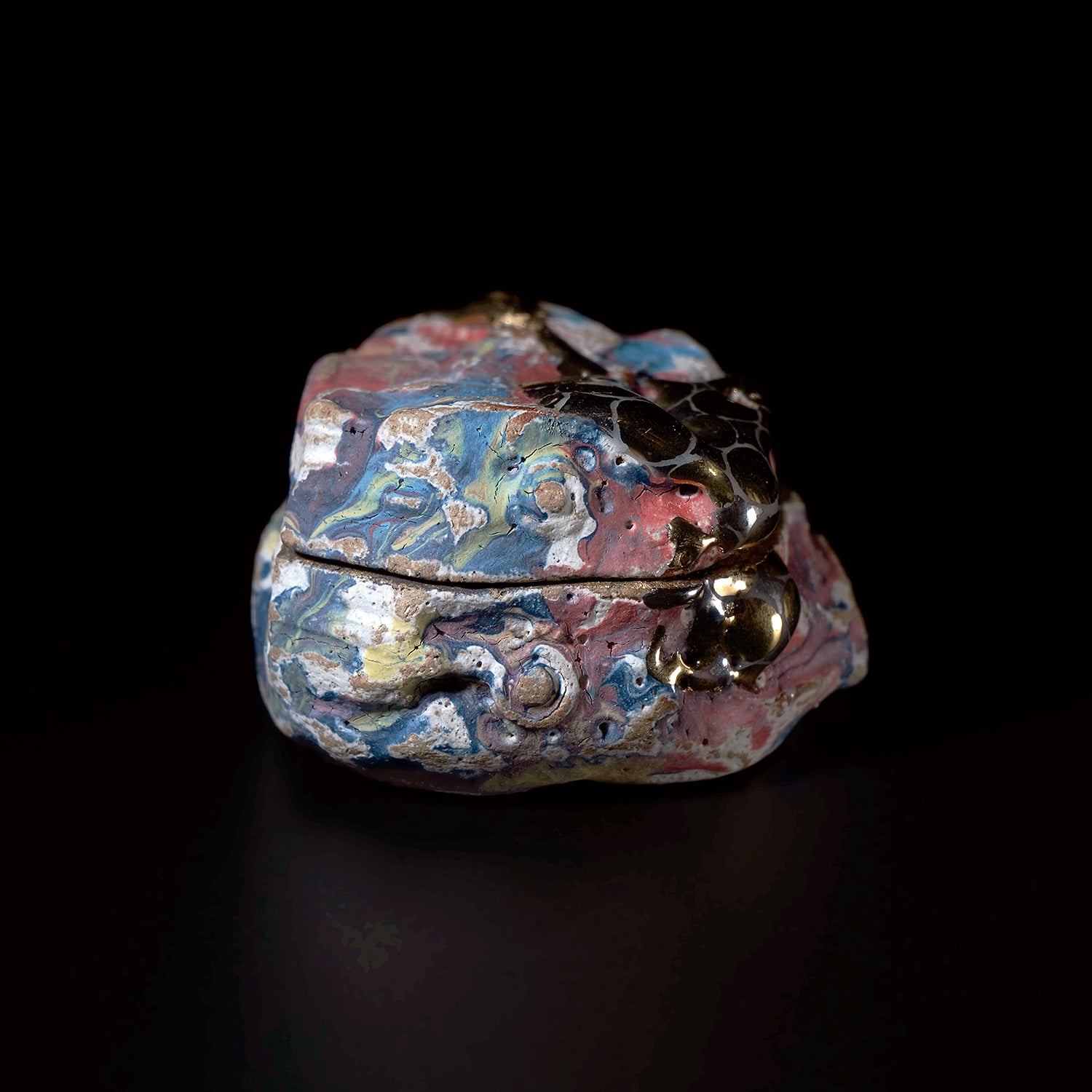 富田啓之 虹色金彩水玉文香合 TMTTI026P – 白白庵（PAKUPAKUAN）