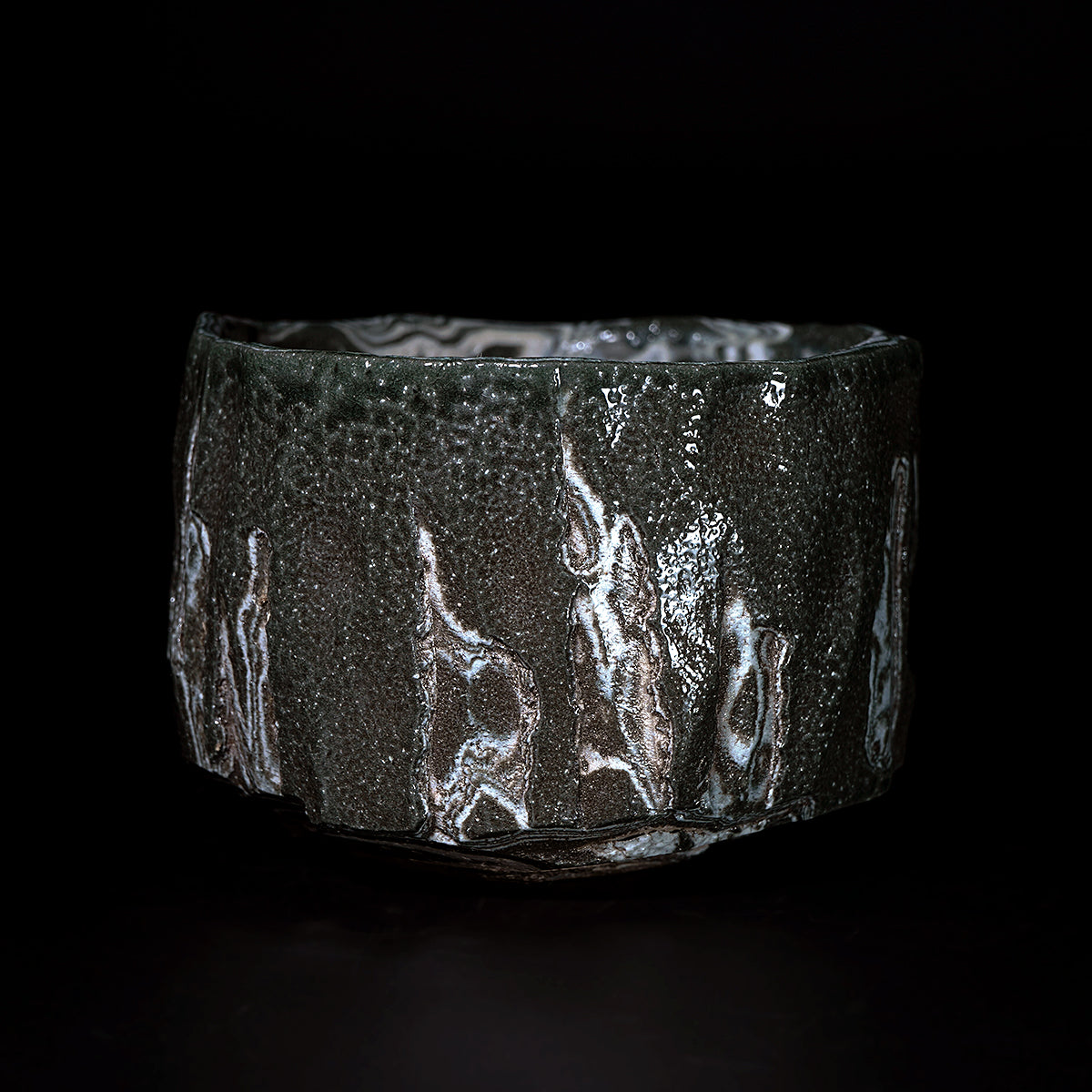 穂高隆児　墨流塩釉茶盌　HDKTB102