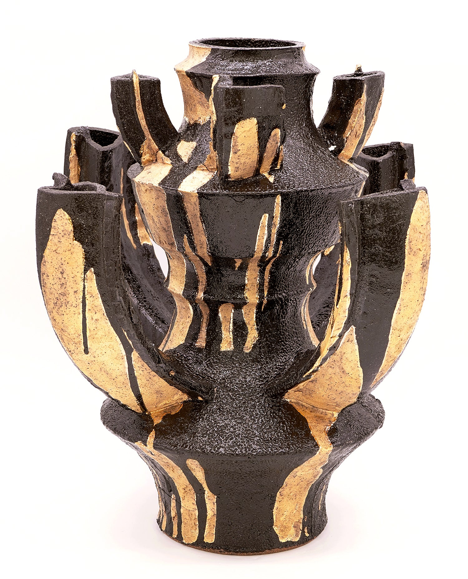 富田啓之　黒釉金彩多口壺　TMTFV051P