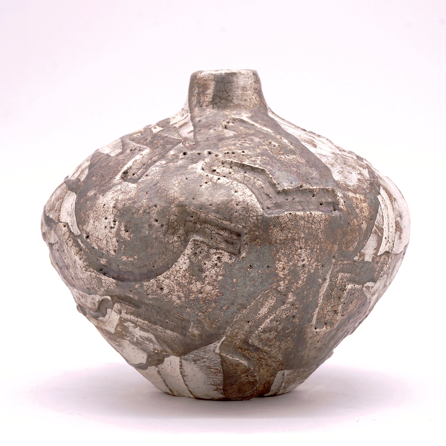 富田啓之　銀彩直弧文花入・b　TMTFV057P