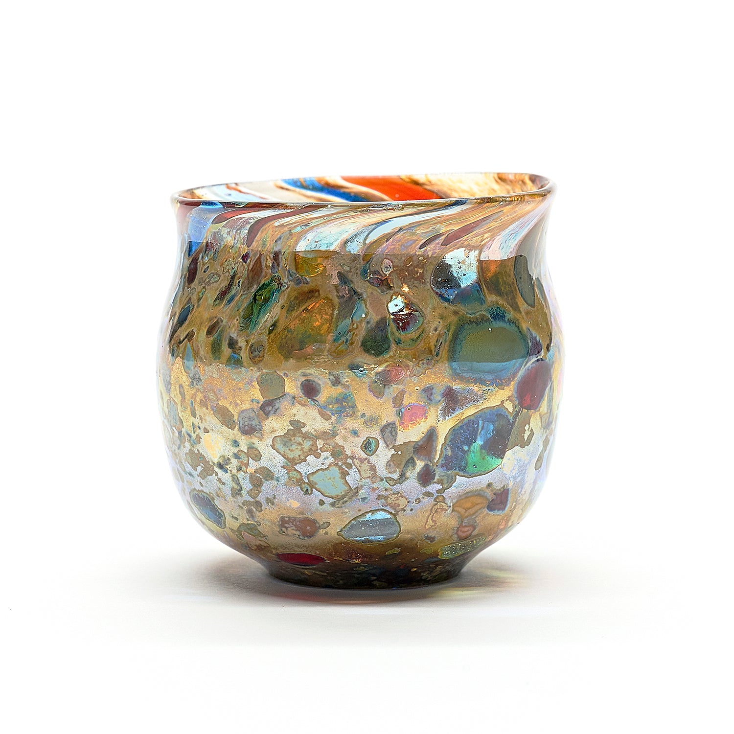 工芸ガラス　奥島圭二作　豹柄白金彩　硝子茶碗　共布共箱　V　A314 期間限定】《月下の茶会 2026》奥島圭二 玻璃杯 OKK3GN011 – 白白庵