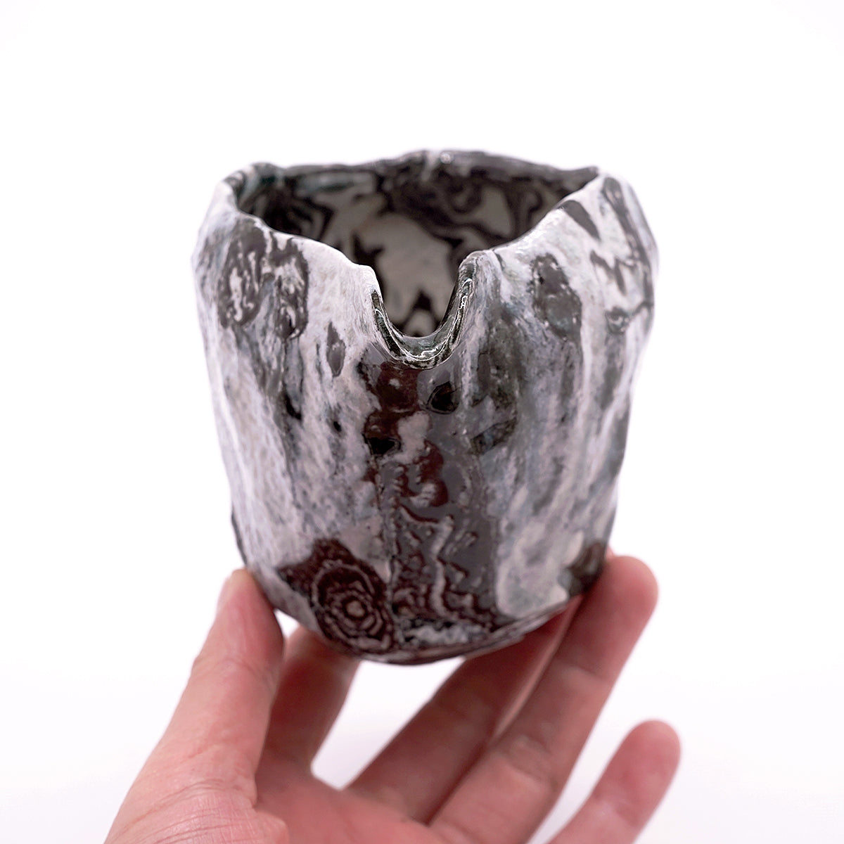 穂高隆児　墨流塩釉片口　HDKSK028