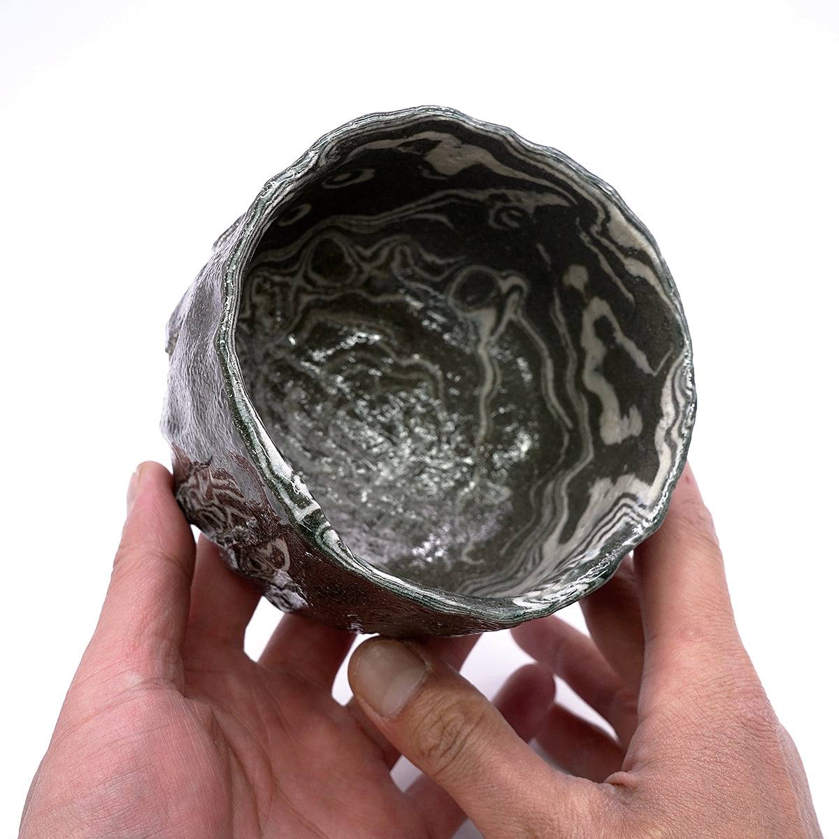 穂高隆児　墨流塩釉茶盌　HDKTB102