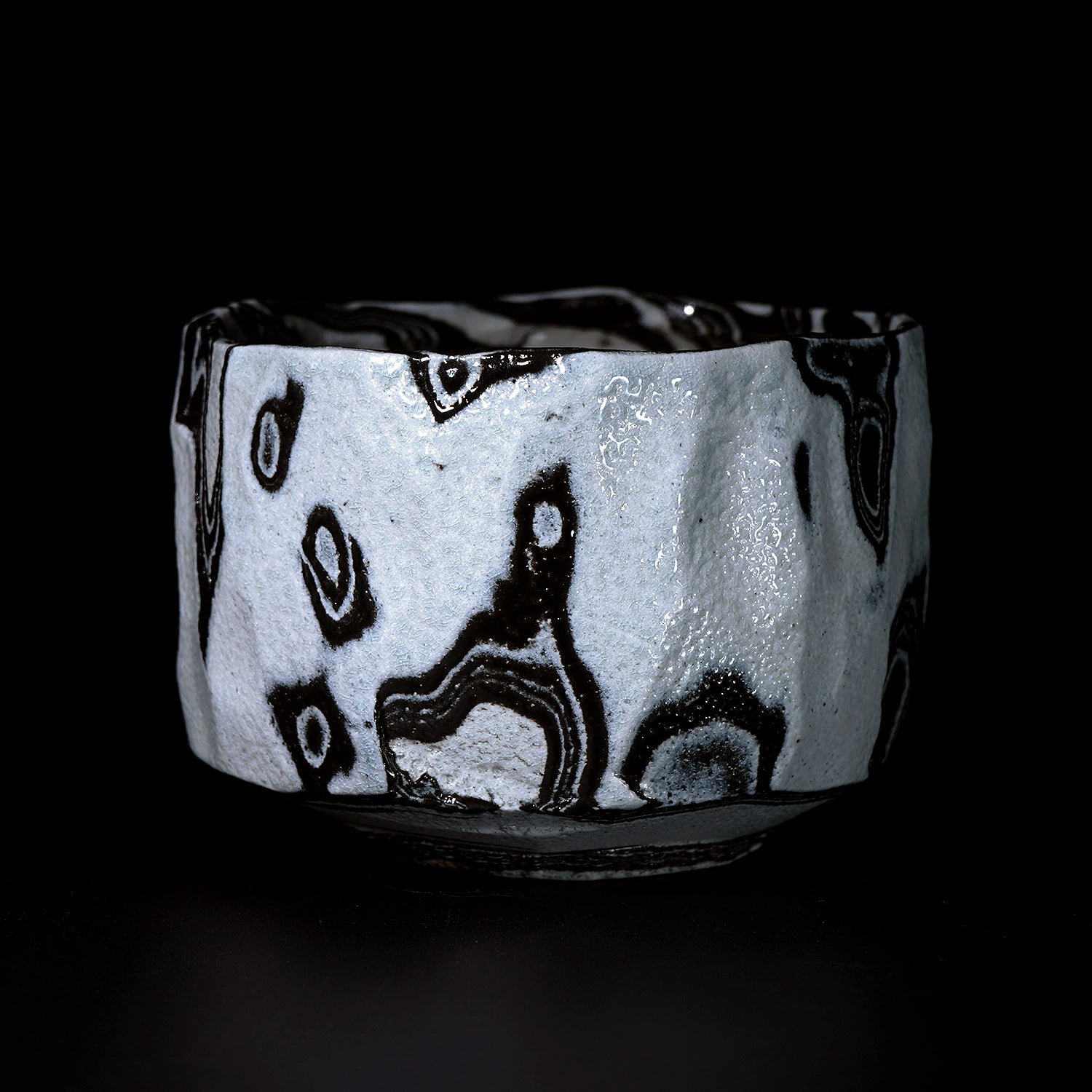 穂高隆児　墨流塩釉茶盌　HDKTB098