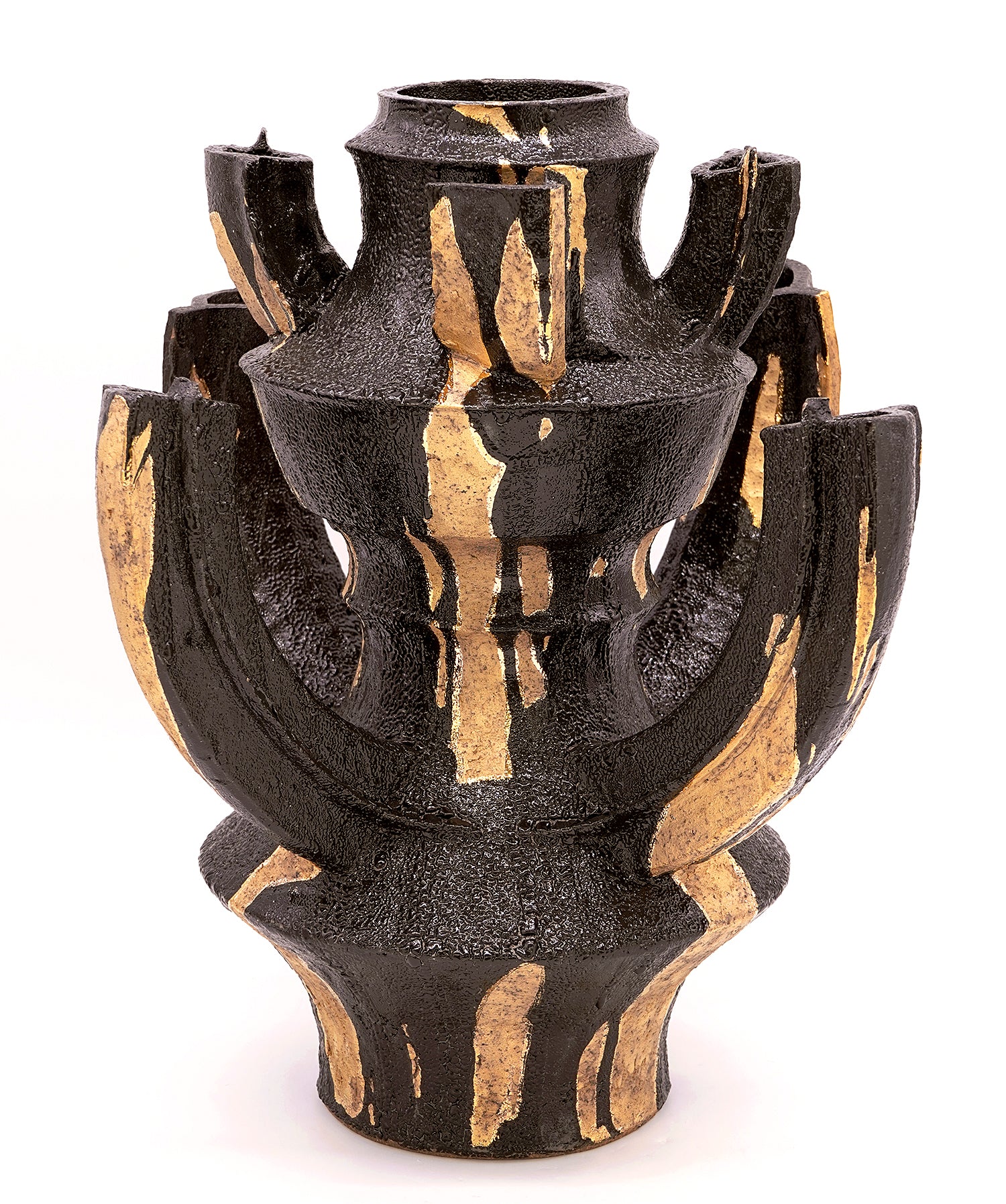 富田啓之　黒釉金彩多口壺　TMTFV051P