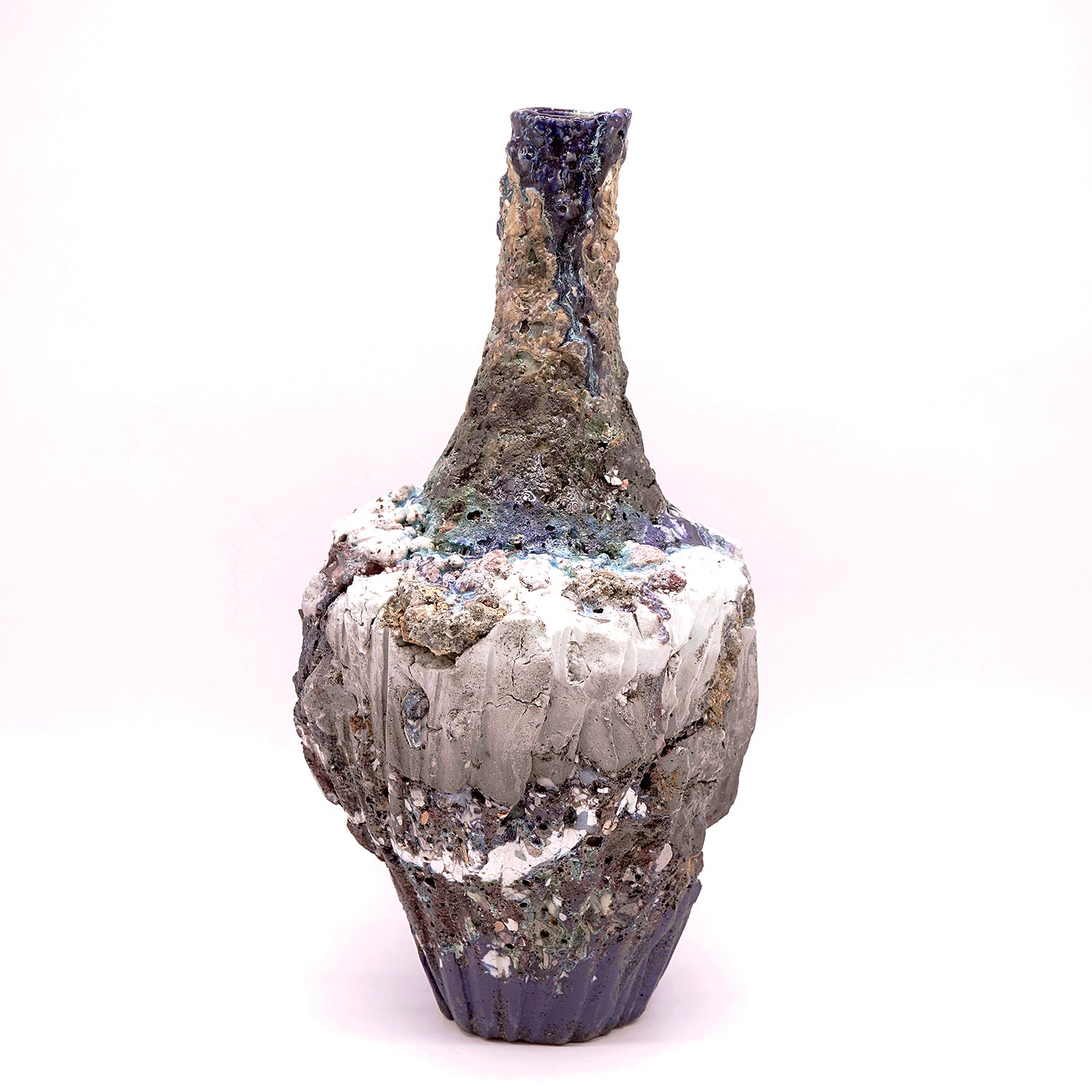 kurosawa7356 舩木研兒 三彩秞押紋 三脚壺 花器 美品 希少