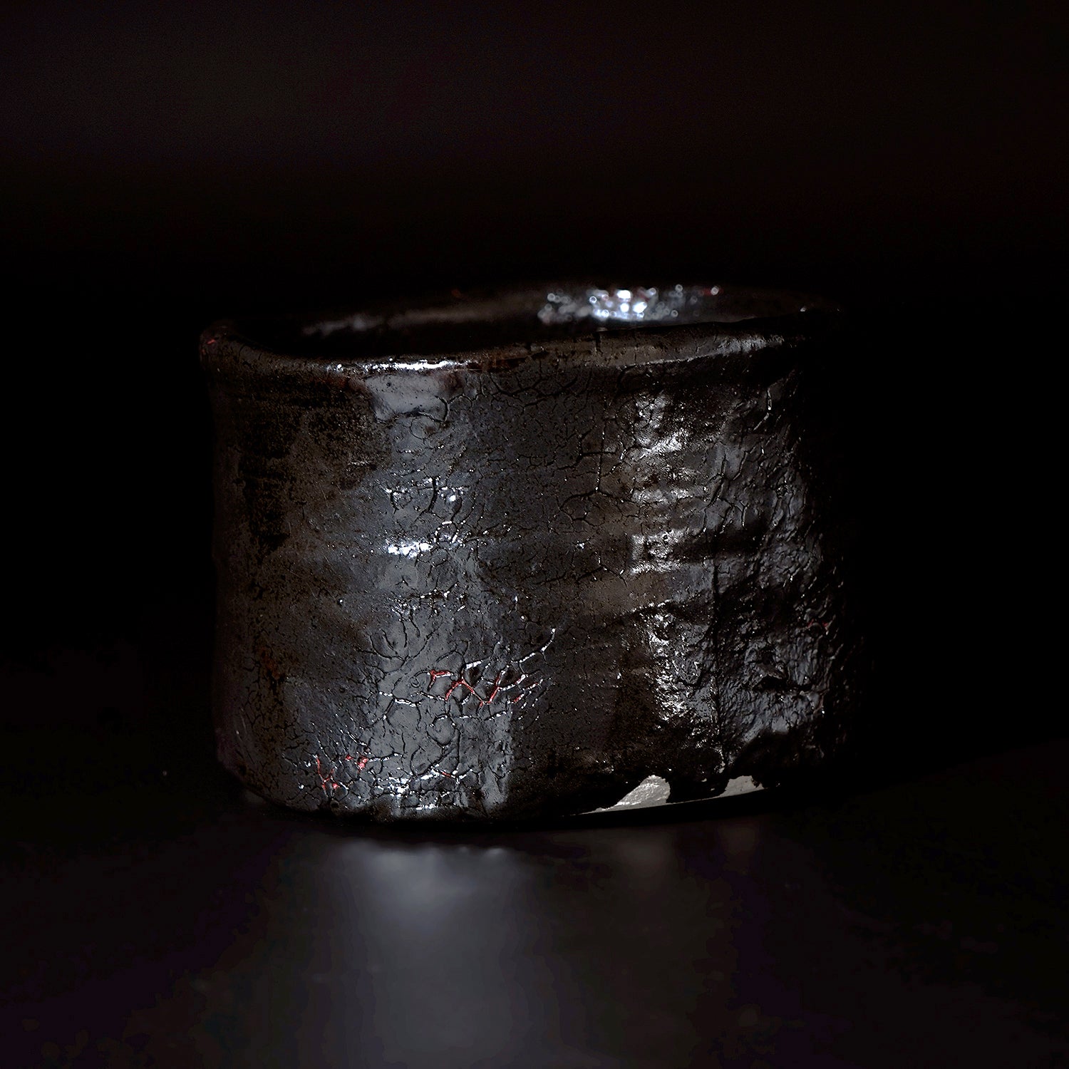 寺田鉄平　瀬戸黒赭彩茶盌　TRDTB133