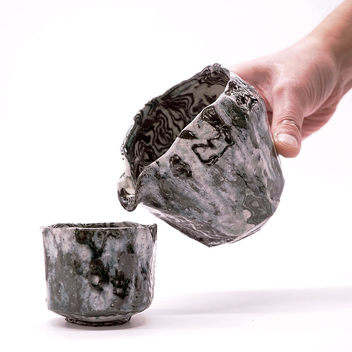 穂高隆児　墨流塩釉片口　HDKSK028