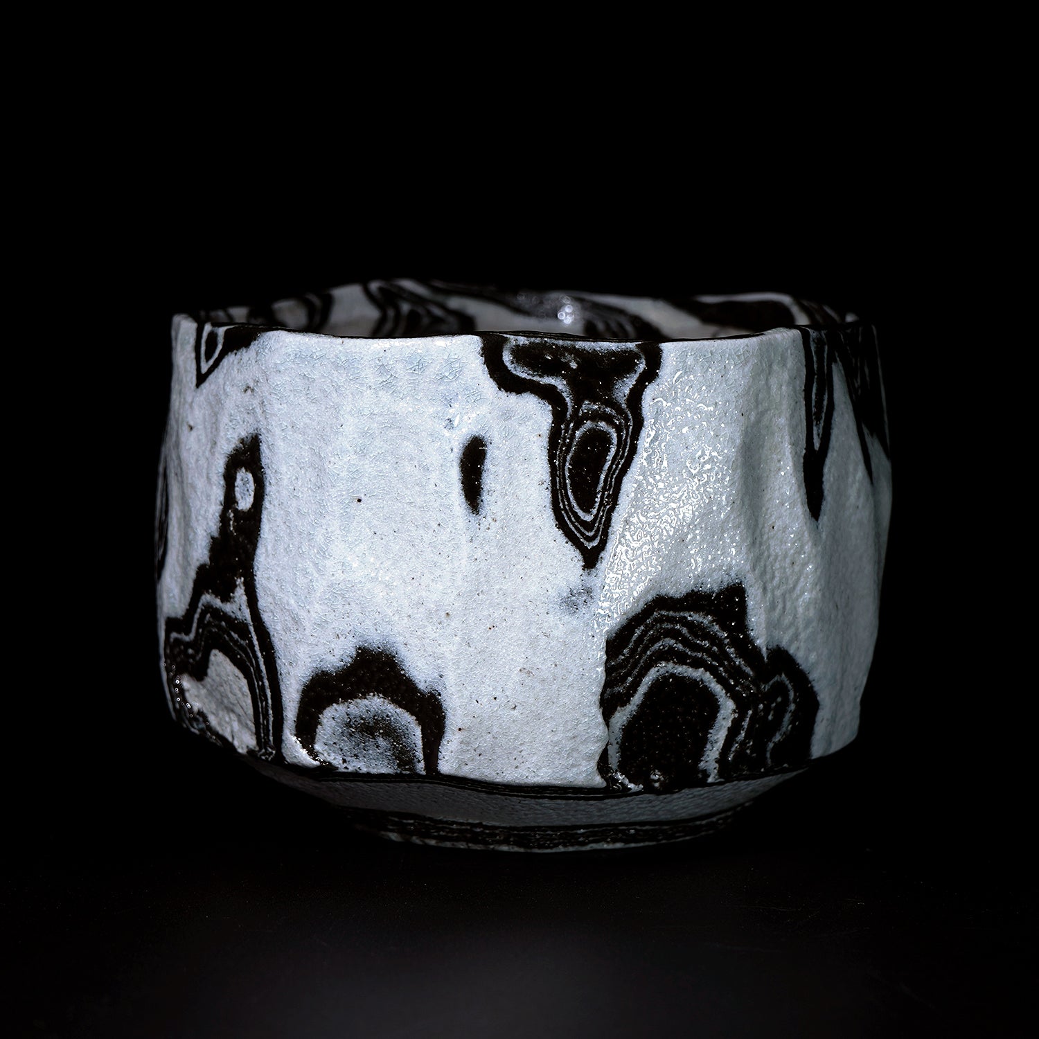 穂高隆児　墨流塩釉茶盌　HDKTB098