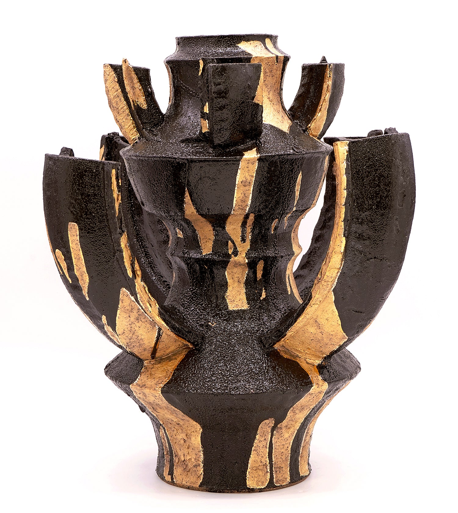 富田啓之　黒釉金彩多口壺　TMTFV051P