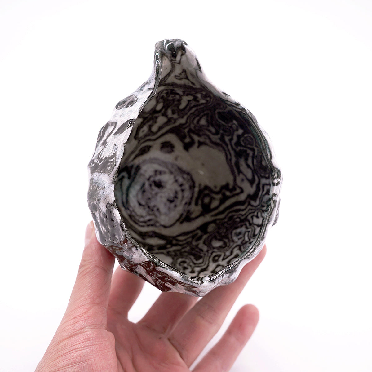 穂高隆児　墨流塩釉片口　HDKSK028