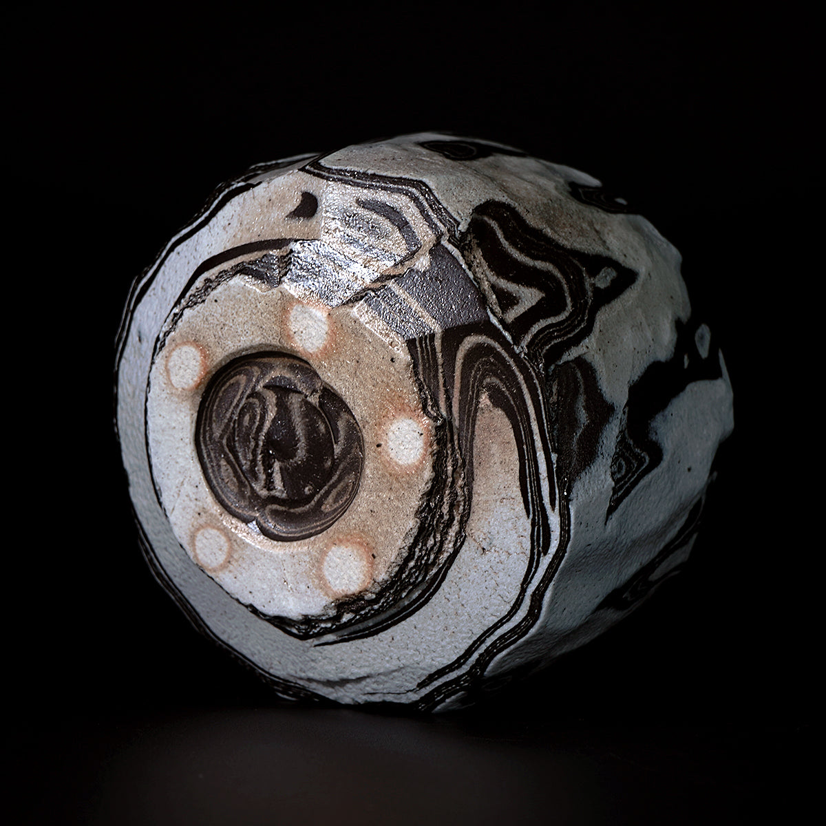 穂高隆児　墨流塩釉茶盌　HDKTB098