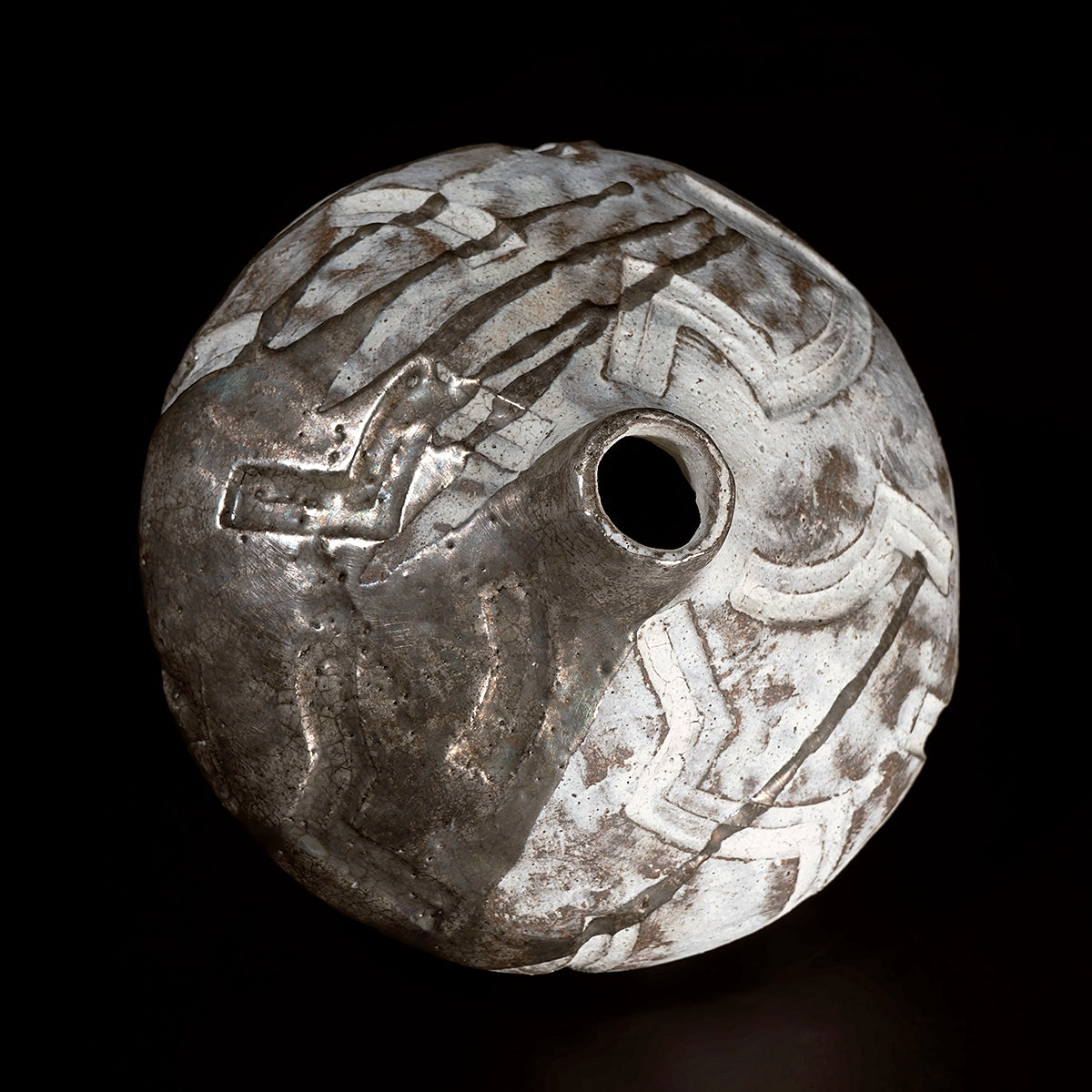 富田啓之　銀彩直弧文花入・b　TMTFV057P