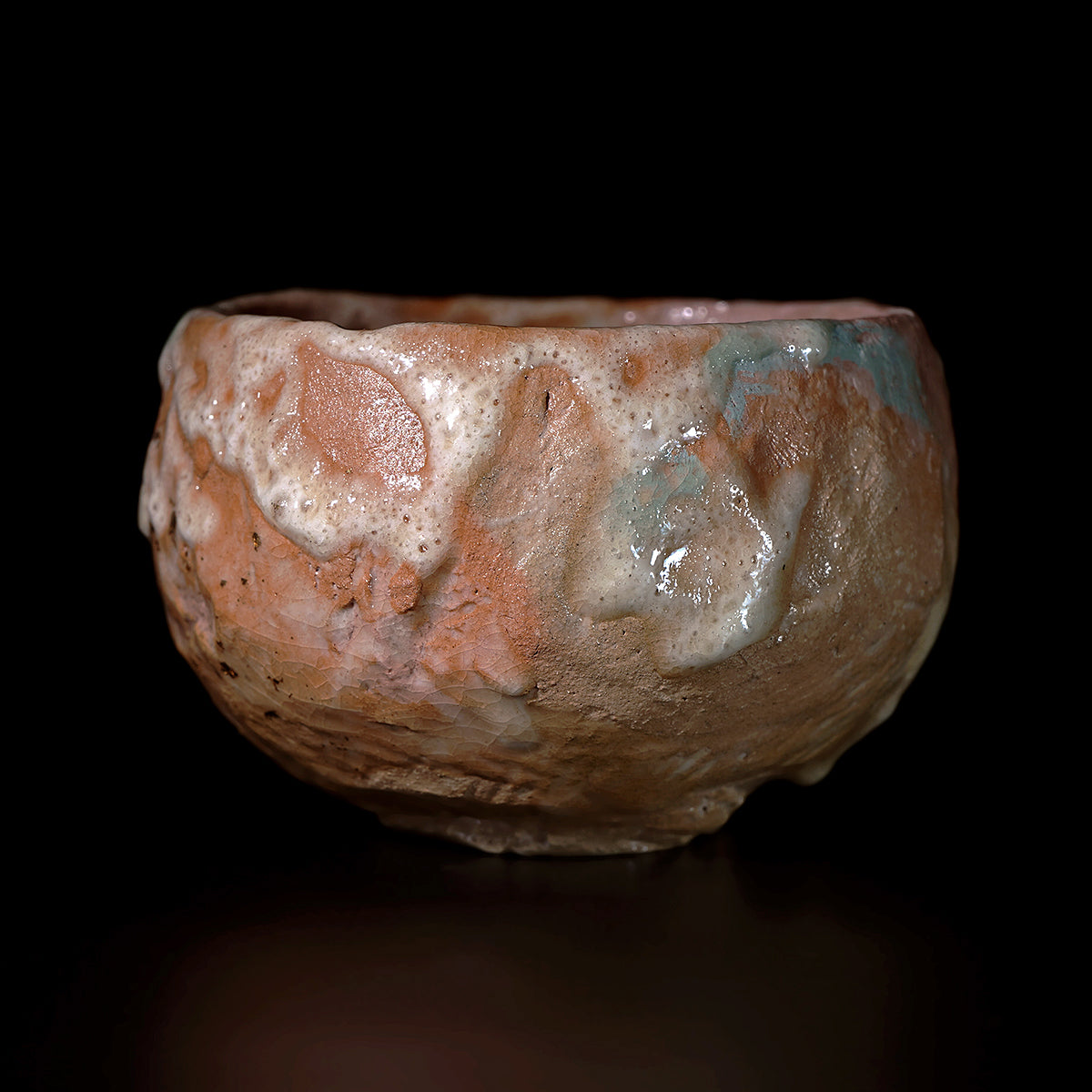 津田友子　赤丸茶盌   g-157　TSDTB117