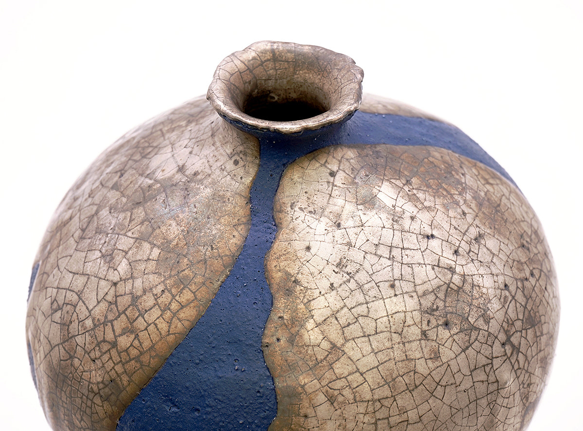 富田啓之　銀彩青化粧壺　TMTFV052P