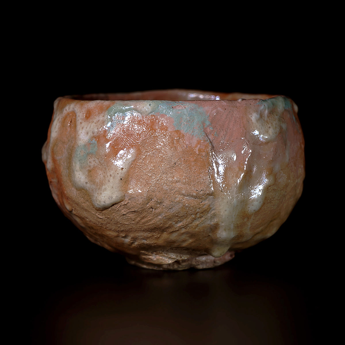 津田友子　赤丸茶盌   g-157　TSDTB117