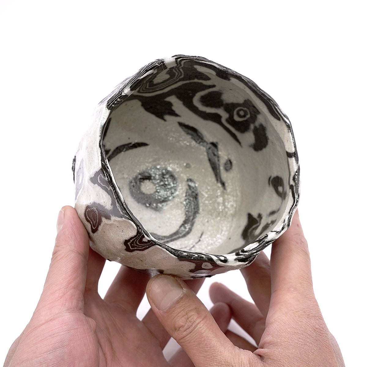 穂高隆児　墨流塩釉茶盌　HDKTB098