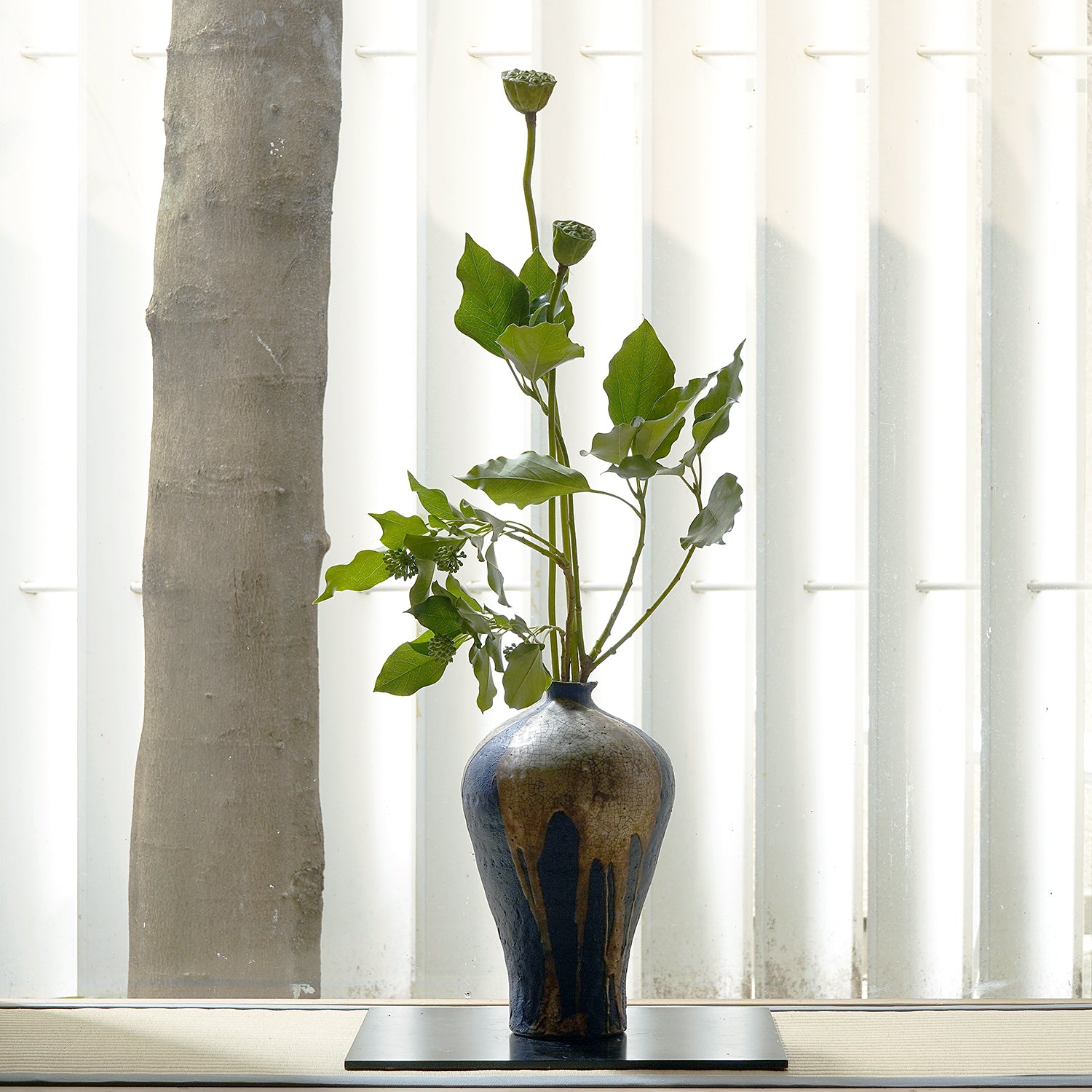 富田啓之　銀彩青化粧壺　TMTFV052P