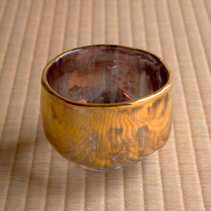 工芸ガラス　奥島圭二作　豹柄白金彩　硝子茶碗　共布共箱　V　A314 奥島圭二 玻璃金彩盌 OKKTB024P – 白白庵（PAKUPAKUAN）