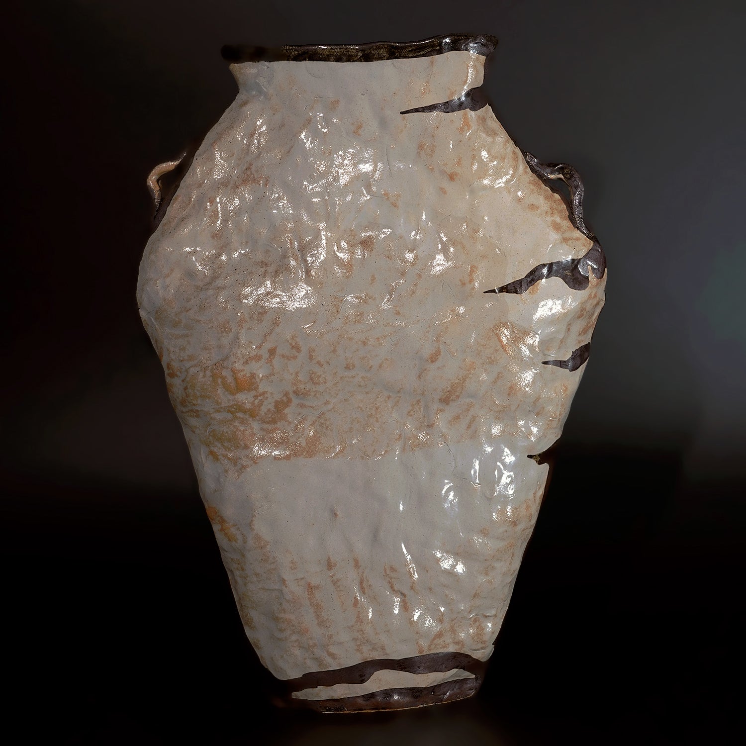 かのうたかお　錆絵線壺　KNTTU035