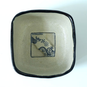 フクモ陶器　「飲残織部茶碗（四方蓋物）」　FKMTB002